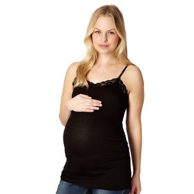 Red Herring Maternity Black lace trimmed jersey maternity camisole